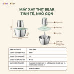 Máy xay thịt Bear 1.8L CH-4H03F - Bền bỉ, xay nhuyễn thịt rau củ - Ảnh 3