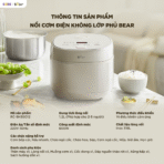 Nồi cơm điện Bear 1.2L RC-5H30O12 - Lòng nồi Inox 316L cao cấp - Ảnh 3
