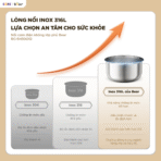 Nồi cơm điện Bear 1.2L RC-5H30O12 - Lòng nồi Inox 316L cao cấp - Ảnh 16