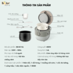 Nồi Cơm Điện Bear 1.6L SB-NC16L - Mini gọn gàng cho 1-3 người ăn - Ảnh 3