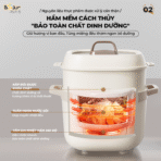 Nồi nấu chậm Bear 1.6L vuông SB-NNC16 - Hầm cách thủy 360 độ - Ảnh 8
