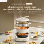 Nồi lẩu nướng hấp Bear HOP-505QT - 3 trong 1 tiện dụng