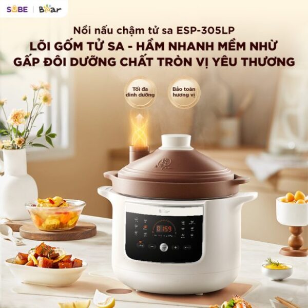 Nồi nấu chậm tử sa Bear